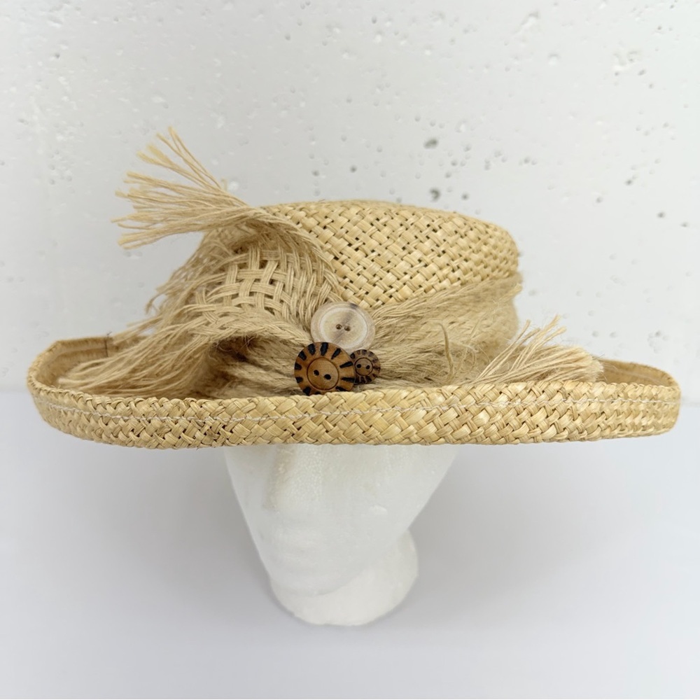 Deborah Rhodes Mocha Straw Button Sun Hat
